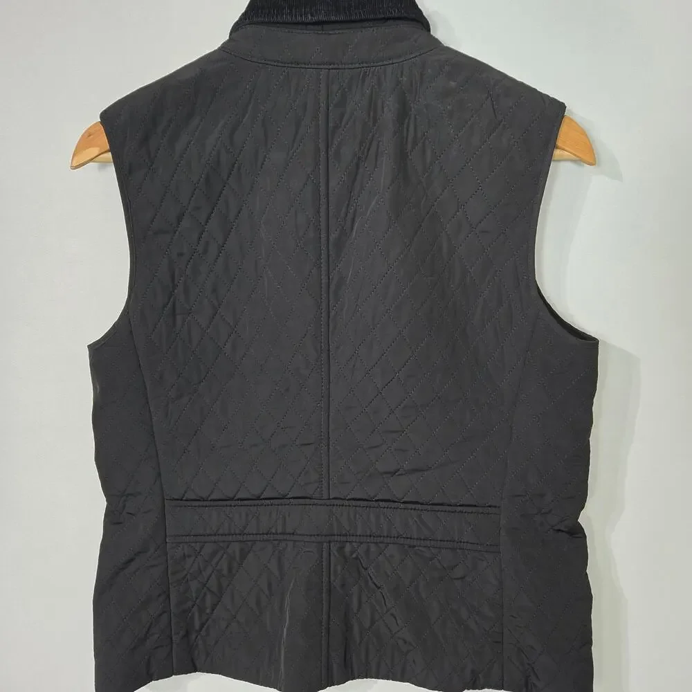 Talbots Quilted Vest Women Small Petite Corduroy Collar Button Up Layering - Picture 5 of 10